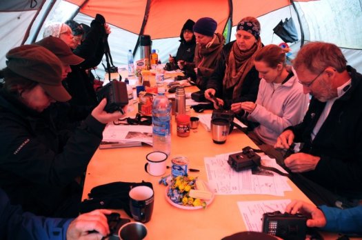 Datasheet & camera trap training session in the mess tent