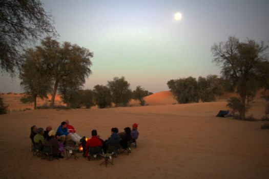 Around the campfire in the evening