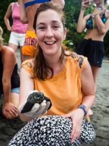 Holly ready to release a hatchling