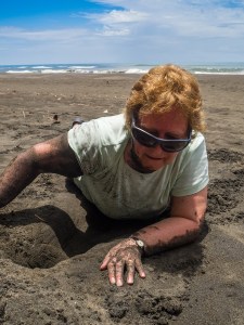 Janet digging a nest