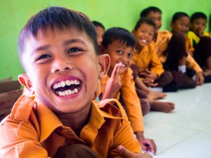 School kids in Tanjung Belit village