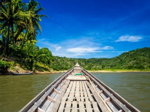 Travelling to our study cell along the river