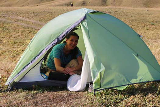 Manuela reluctantly packing up to leave on the very last day in this beautiful valley
